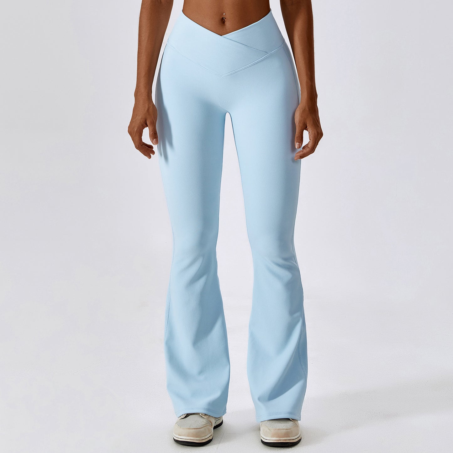 High Waist Flare Leggings, Women Yoga Pants with Wide Leg, Gym Workout Fitness Flared Pant, Latin Dance Trousers