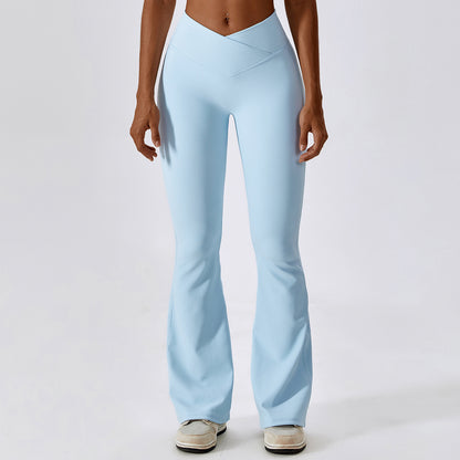 High Waist Flare Leggings, Women Yoga Pants with Wide Leg, Gym Workout Fitness Flared Pant, Latin Dance Trousers