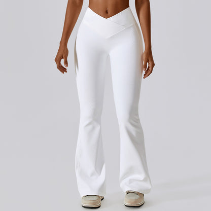 High Waist Flare Leggings, Women Yoga Pants with Wide Leg, Gym Workout Fitness Flared Pant, Latin Dance Trousers