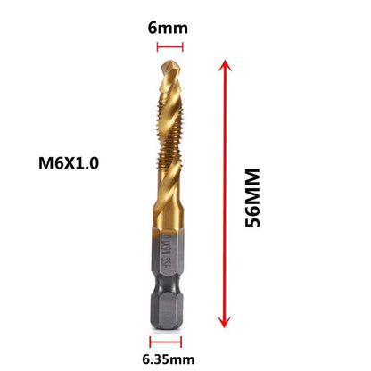 Titanium Plated HSS Hex Shank Screw Tap Drill Bits  Metric M3M10 8