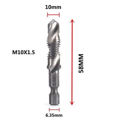 Titanium Plated HSS Hex Shank Screw Tap Drill Bits  Metric M3M10 9
