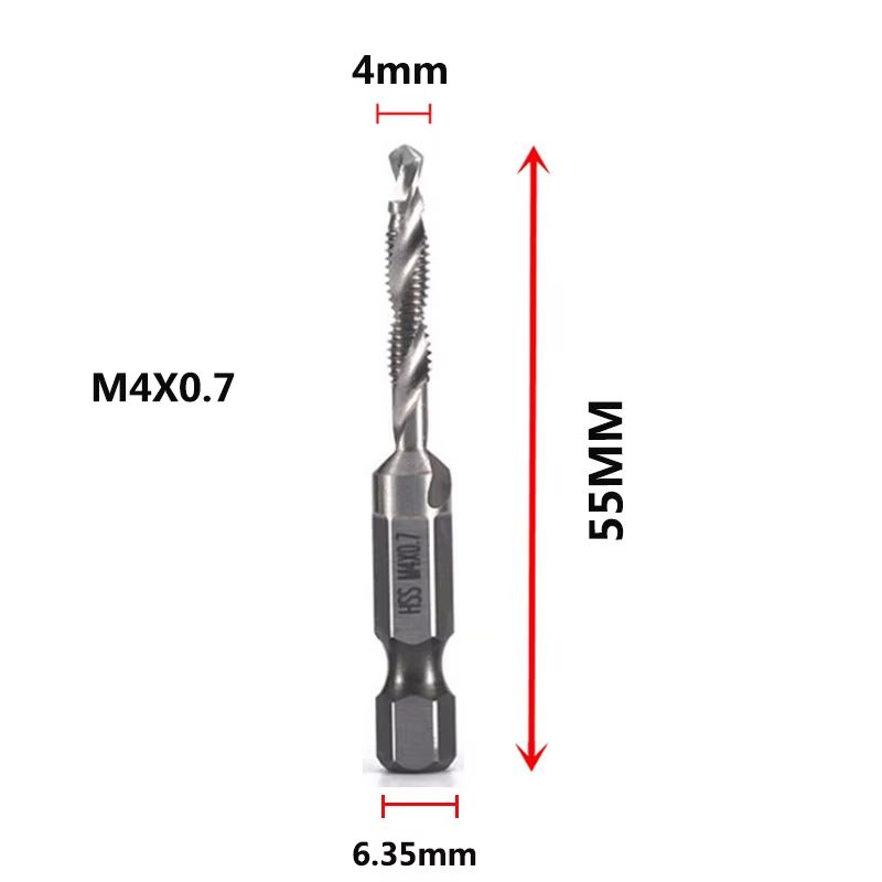 Titanium Plated HSS Hex Shank Screw Tap Drill Bits  Metric M3M10 11