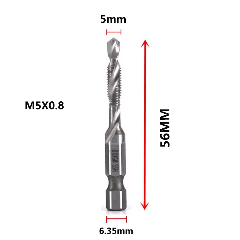 Titanium Plated HSS Hex Shank Screw Tap Drill Bits  Metric M3M10 12
