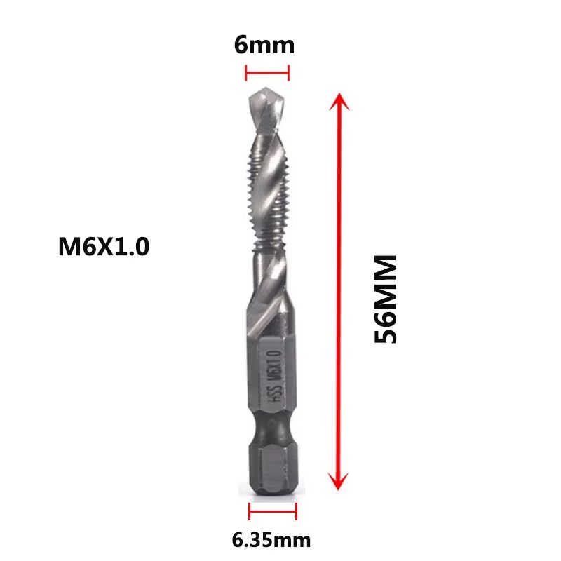 Titanium Plated HSS Hex Shank Screw Tap Drill Bits  Metric M3M10 13