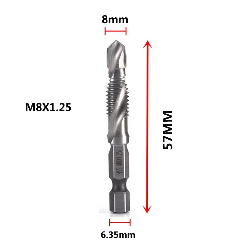 Titanium Plated HSS Hex Shank Screw Tap Drill Bits  Metric M3M10 14