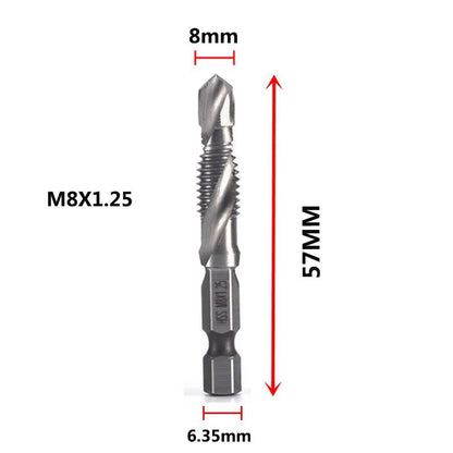 Titanium Plated HSS Hex Shank Screw Tap Drill Bits  Metric M3M10 14