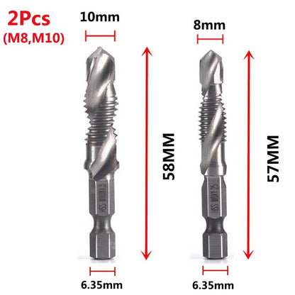 Titanium Plated HSS Hex Shank Screw Tap Drill Bits  Metric M3M10 16