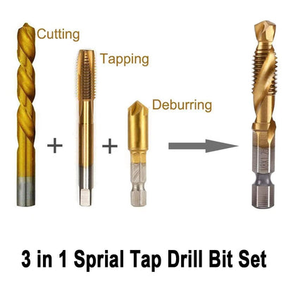 Titanium Plated HSS Hex Shank Screw Tap Drill Bits  Metric M3M10 1