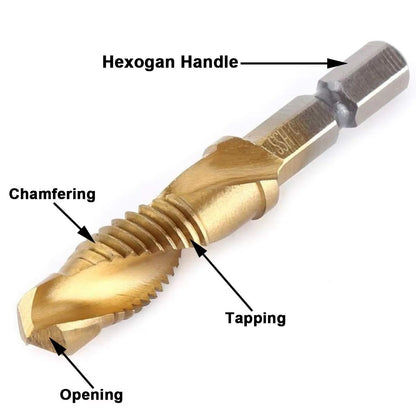 Titanium Plated HSS Hex Shank Screw Tap Drill Bits  Metric M3M10 2