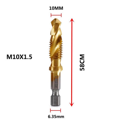 Titanium Plated HSS Hex Shank Screw Tap Drill Bits  Metric M3M10 4