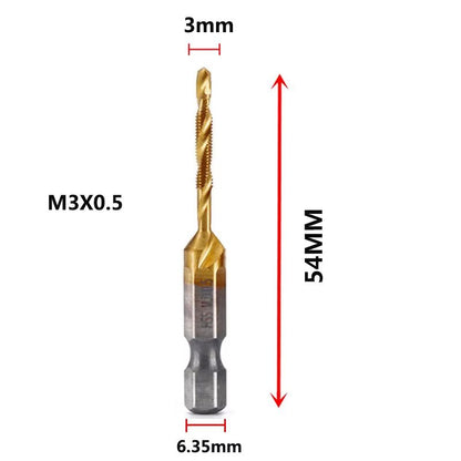 Titanium Plated HSS Hex Shank Screw Tap Drill Bits  Metric M3M10 5