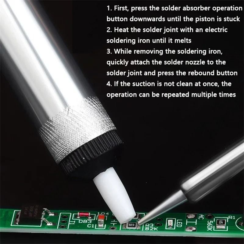 Blue Aluminum Desoldering Pump Suction Tin Sucker Pen Vacuum Soldering Tool 2