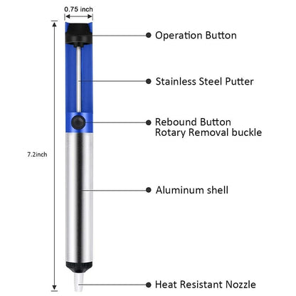 Blue Aluminum Desoldering Pump Suction Tin Sucker Pen Vacuum Soldering Tool 3