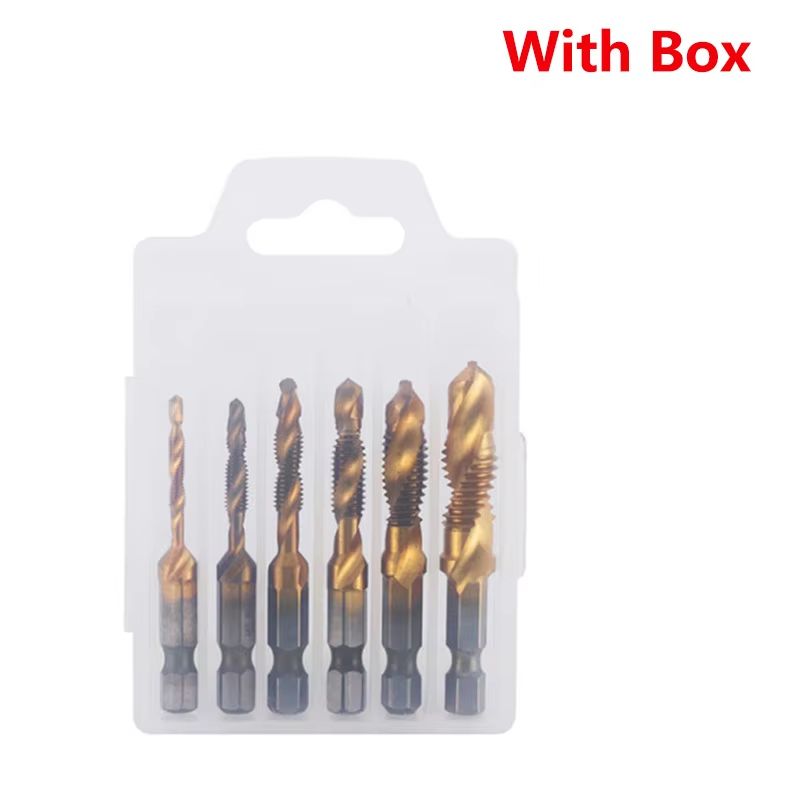 Titanium Plated HSS Hex Shank Screw Tap Drill Bits  Metric M3M10 26