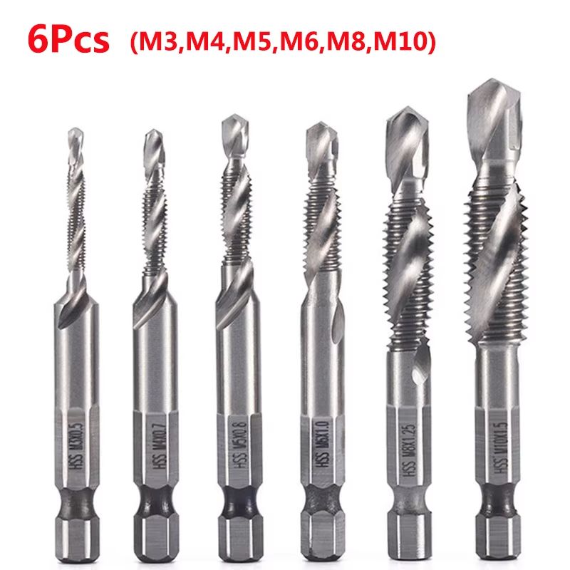 Titanium Plated HSS Hex Shank Screw Tap Drill Bits  Metric M3M10 23
