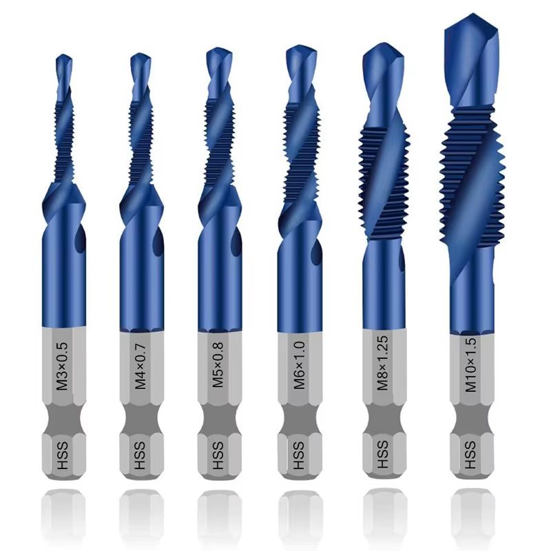 Titanium Plated HSS Hex Shank Screw Tap Drill Bits  Metric M3M10 24