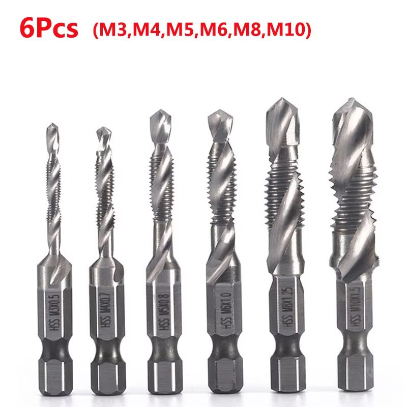 Titanium Plated HSS Hex Shank Screw Tap Drill Bits  Metric M3M10 25