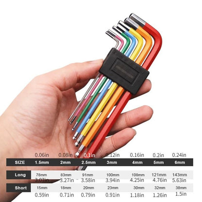 7 Piece Bike Hex Tool MTB Road Bike Repair Tool Kit Bicycle Colorful Hexagon Spanner Flat Ball Open 5