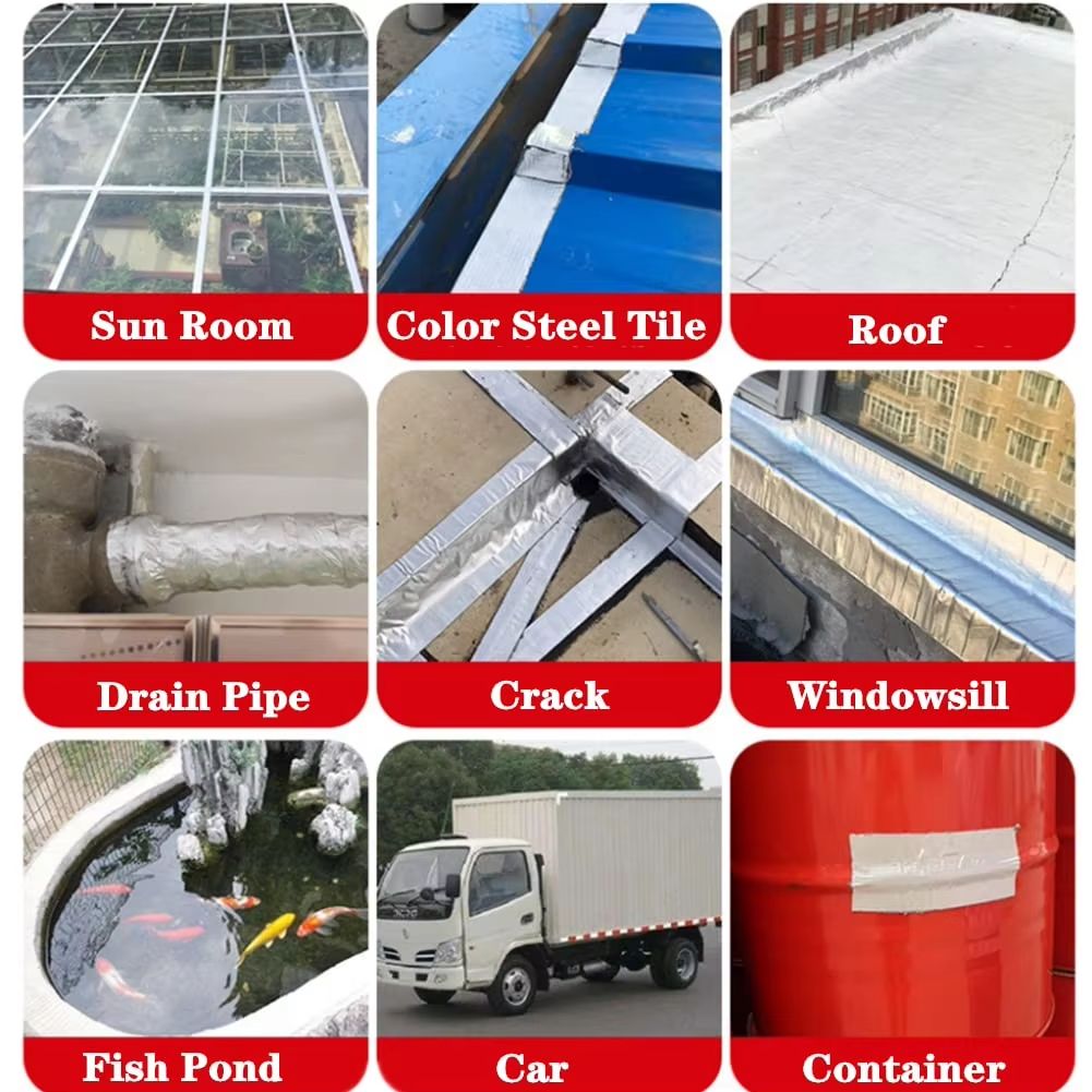 Premium Waterproof Aluminum Foil Butyl Tape  HeavyDuty Leak Seal For Roof Wall Duct  Pool Repair 4