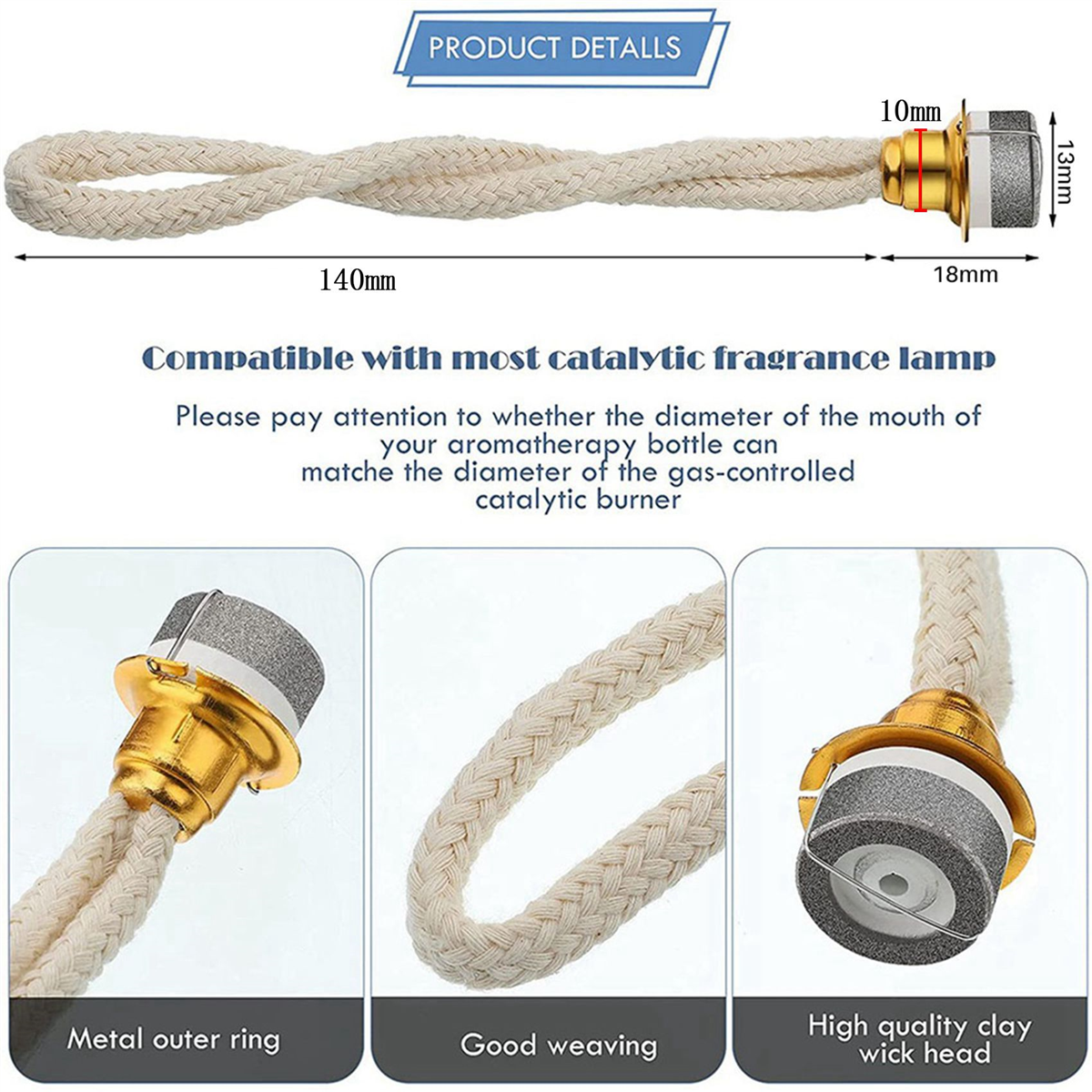 Oil Lamp Wick Replacement, Catalytic Burner Wicks with Air Control, for Fragrance Oil Lamps