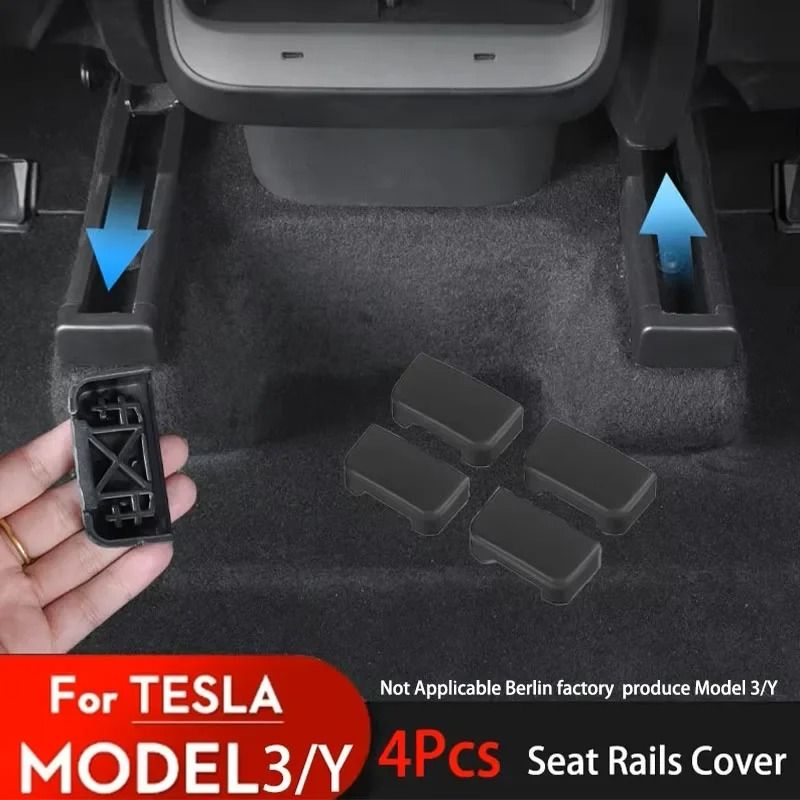 Seat Rail Cover Protector for Tesla Model 3 Y 4 Piece Anti Kick Rail Guards Set