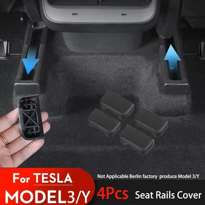 Seat Rail Cover Protector for Tesla Model 3 Y 4 Piece Anti Kick Rail Guards Set