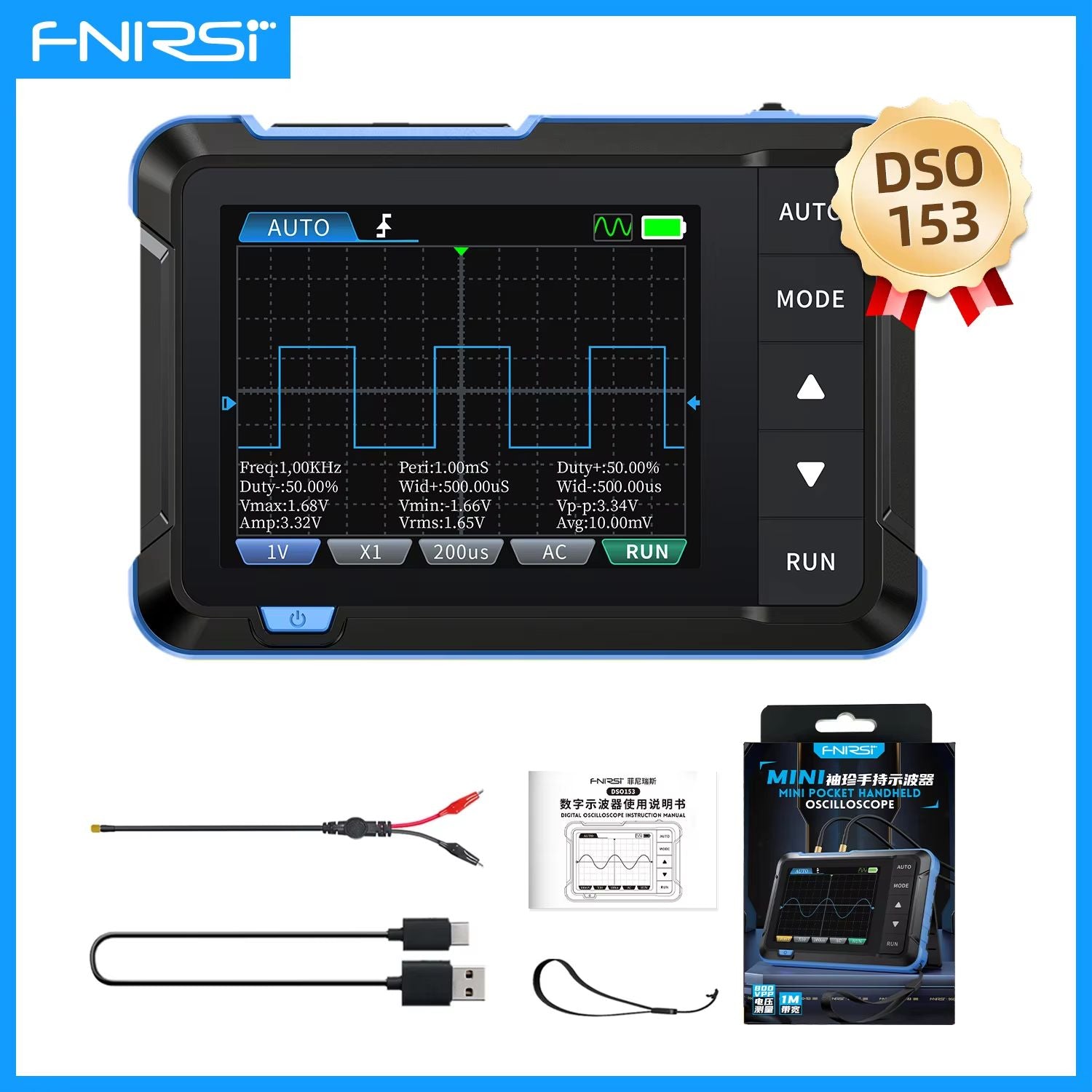 FNIRSI DSO510152153 Mini Digital Oscilloscope  Portable 2in1 Electronic Repair Tool With 48MSs Samp 9