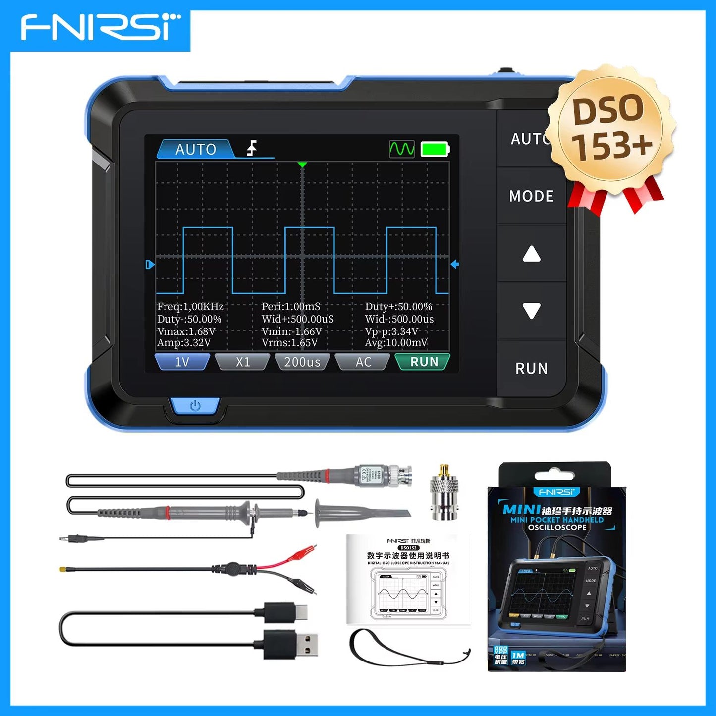 FNIRSI DSO510152153 Mini Digital Oscilloscope  Portable 2in1 Electronic Repair Tool With 48MSs Samp 10