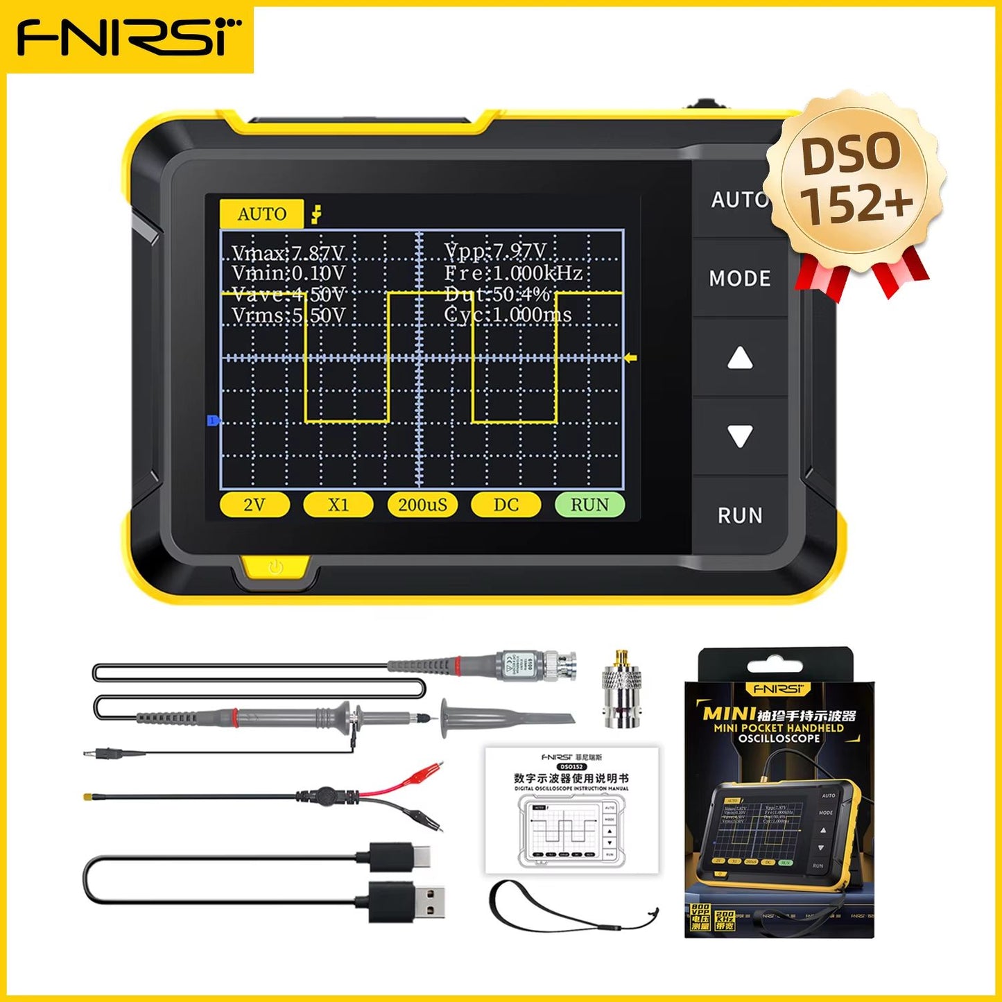 FNIRSI DSO510152153 Mini Digital Oscilloscope  Portable 2in1 Electronic Repair Tool With 48MSs Samp 11