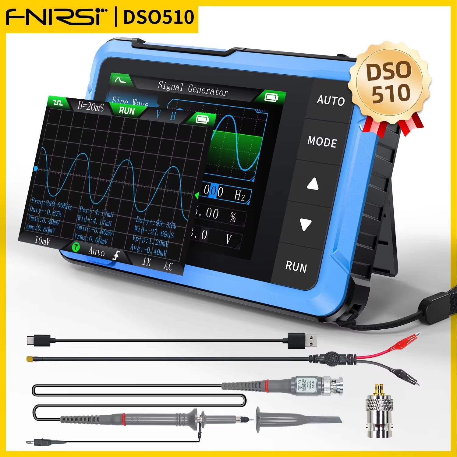 FNIRSI DSO510152153 Mini Digital Oscilloscope  Portable 2in1 Electronic Repair Tool With 48MSs Samp 8