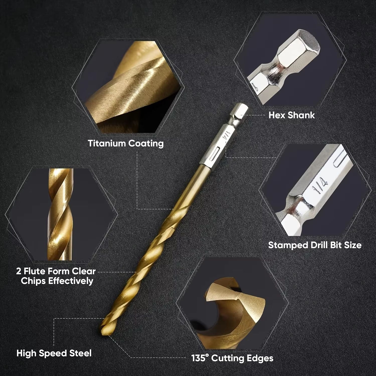 Titanium Plus HexShank HSS Drill Bit Kit  5099 Pc MetalWoodPlastic Drill Set 3