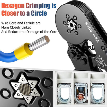 ProCrimp HexShank SelfAdjustable Ratchet Ferrule Crimping Tool Kit 02510 Mmsq  AWG 237 1