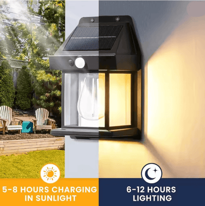 LumaGlow Outdoor Solar Wall Light With Motion Induction And Warm Tungsten Glow 2