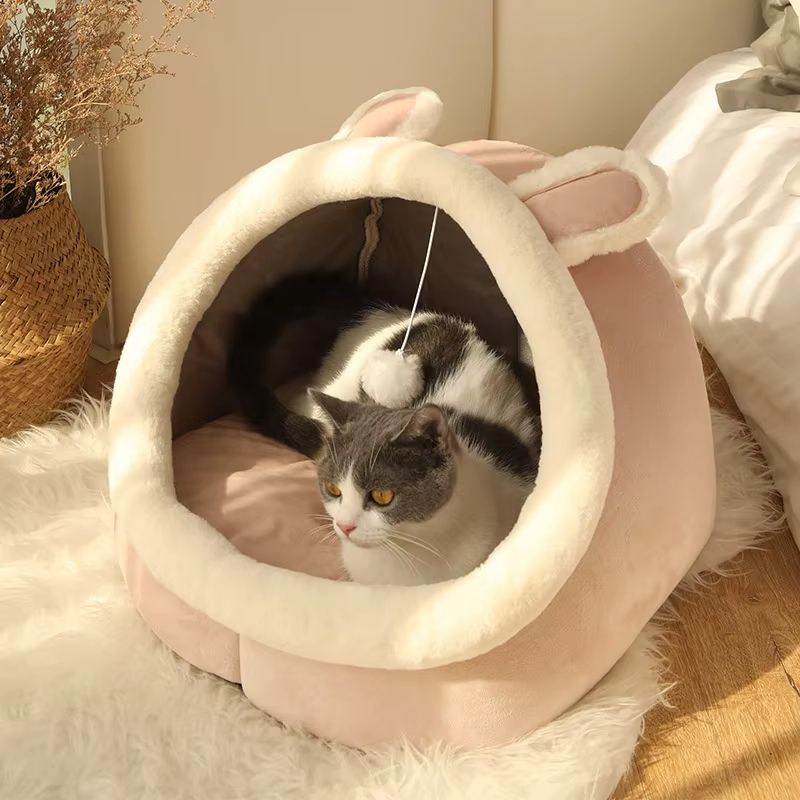 Deep Sleep Cartoon Cat Bed  Foldable Washable Pet Sleeping Mat  Cave 1