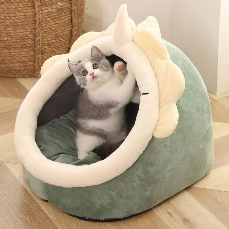 Deep Sleep Cartoon Cat Bed  Foldable Washable Pet Sleeping Mat  Cave 2