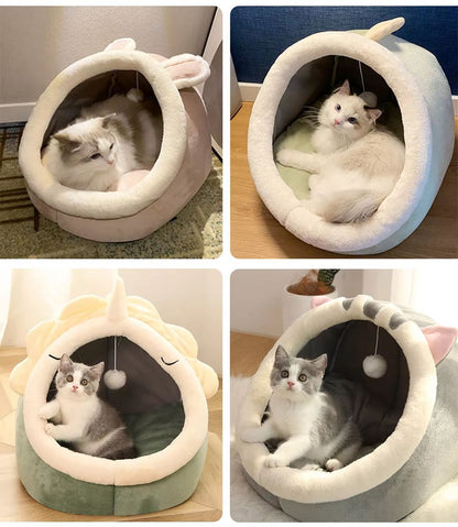 Deep Sleep Cartoon Cat Bed  Foldable Washable Pet Sleeping Mat  Cave 5