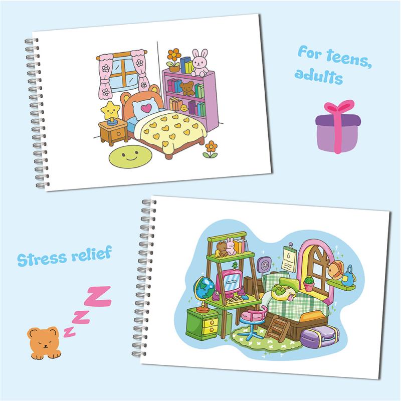 Animal Theme Coloring Book, Cute Little Bear Characters, Graffiti Painting For Adults, Teens, and Kids