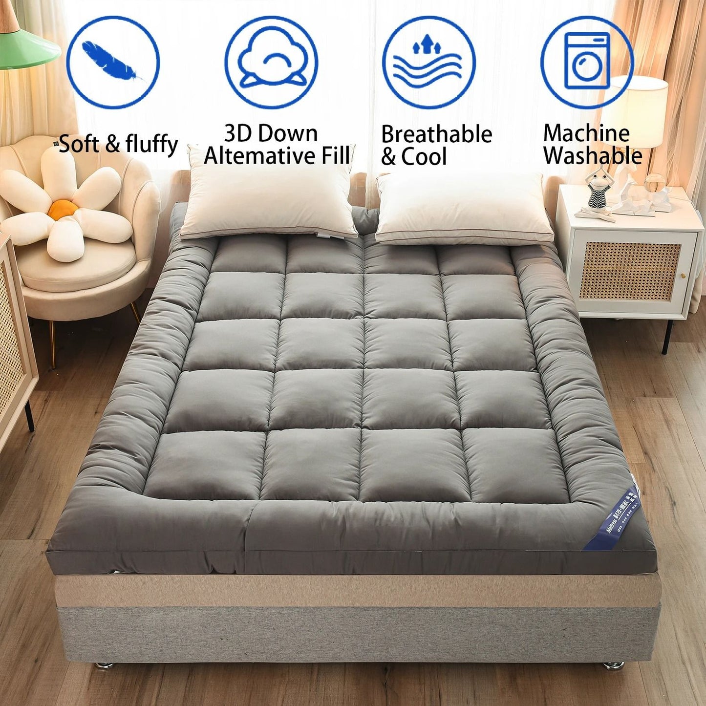 Luxury Extra Thick Mattress Topper For Body Support And Pain Relief 1