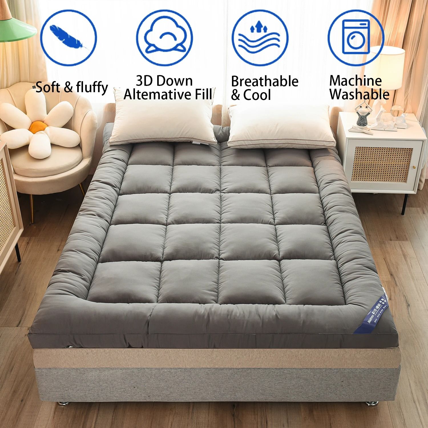 Luxury Extra Thick Mattress Topper For Body Support And Pain Relief 1