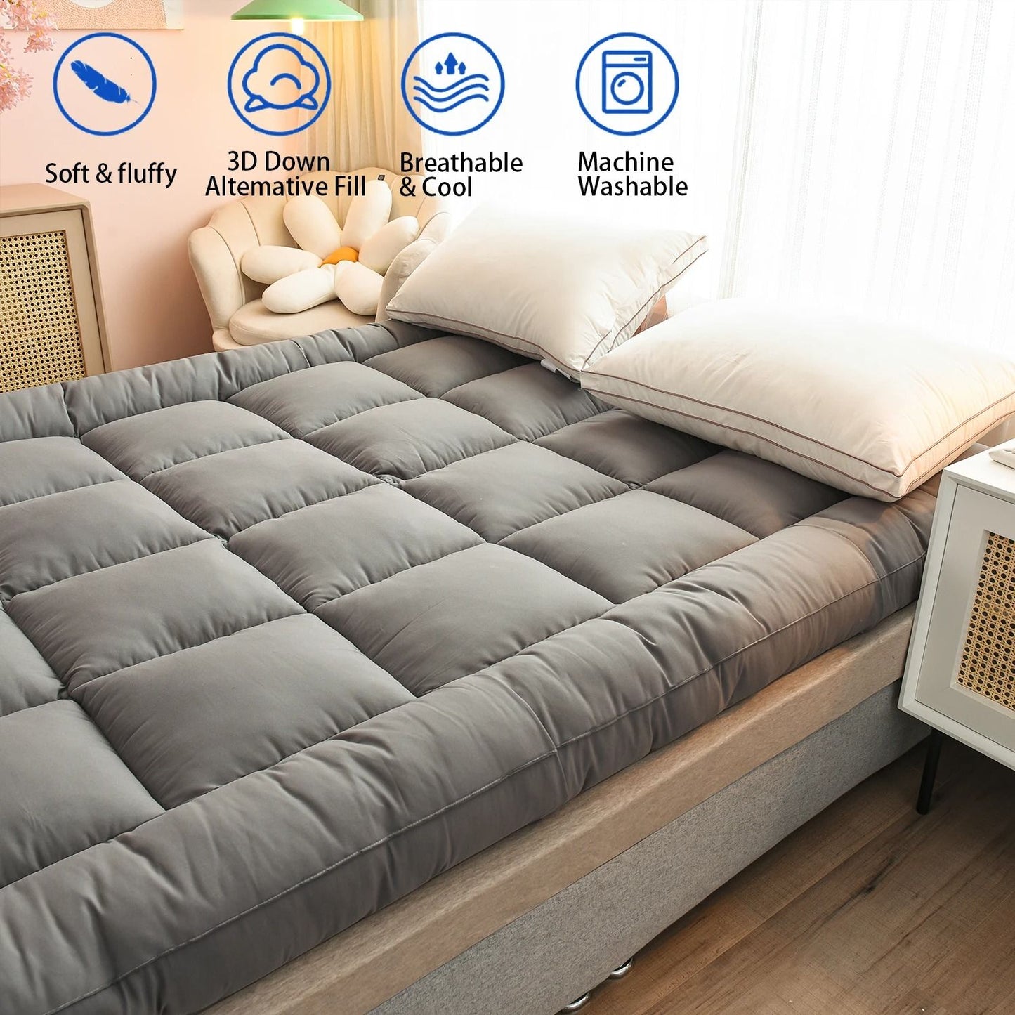Luxury Extra Thick Mattress Topper For Body Support And Pain Relief 4