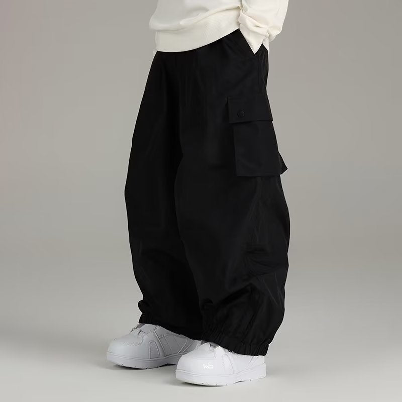 All Season Waterproof Ski Pants, Loose Fit Windproof Trousers for Men and Women, Multi Pocket Outdoor Sports Bottoming