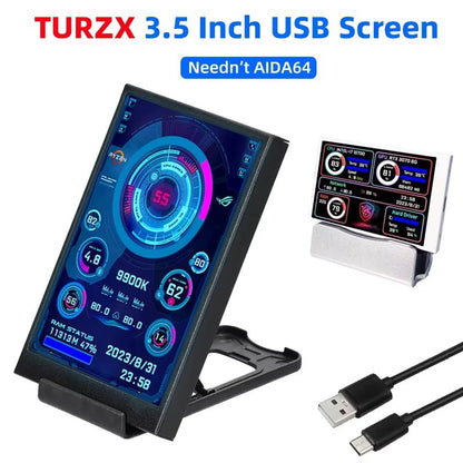 3.5 Inch IPS USB Type-C Secondary Screen – Mini Monitor for CPU, GPU, RAM, HDD Display