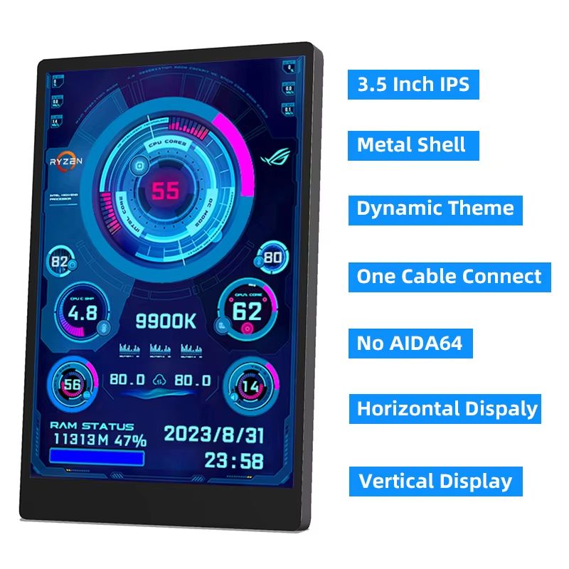 35 Inch IPS USB TypeC Secondary Screen  Mini Monitor For CPU GPU RAM HDD Display 1