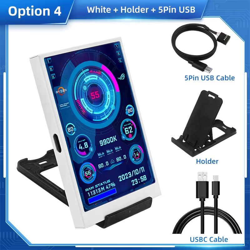 35 Inch IPS USB TypeC Secondary Screen  Mini Monitor For CPU GPU RAM HDD Display 9