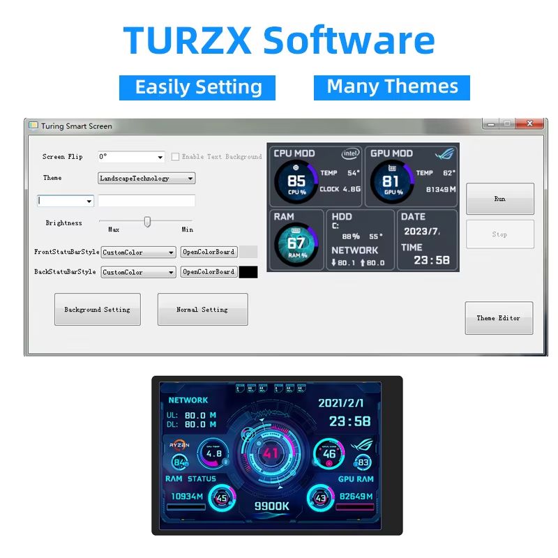 35 Inch IPS USB TypeC Secondary Screen  Mini Monitor For CPU GPU RAM HDD Display 3