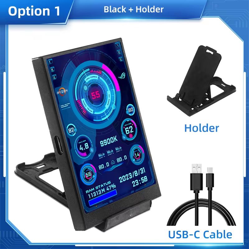 35 Inch IPS USB TypeC Secondary Screen  Mini Monitor For CPU GPU RAM HDD Display 6
