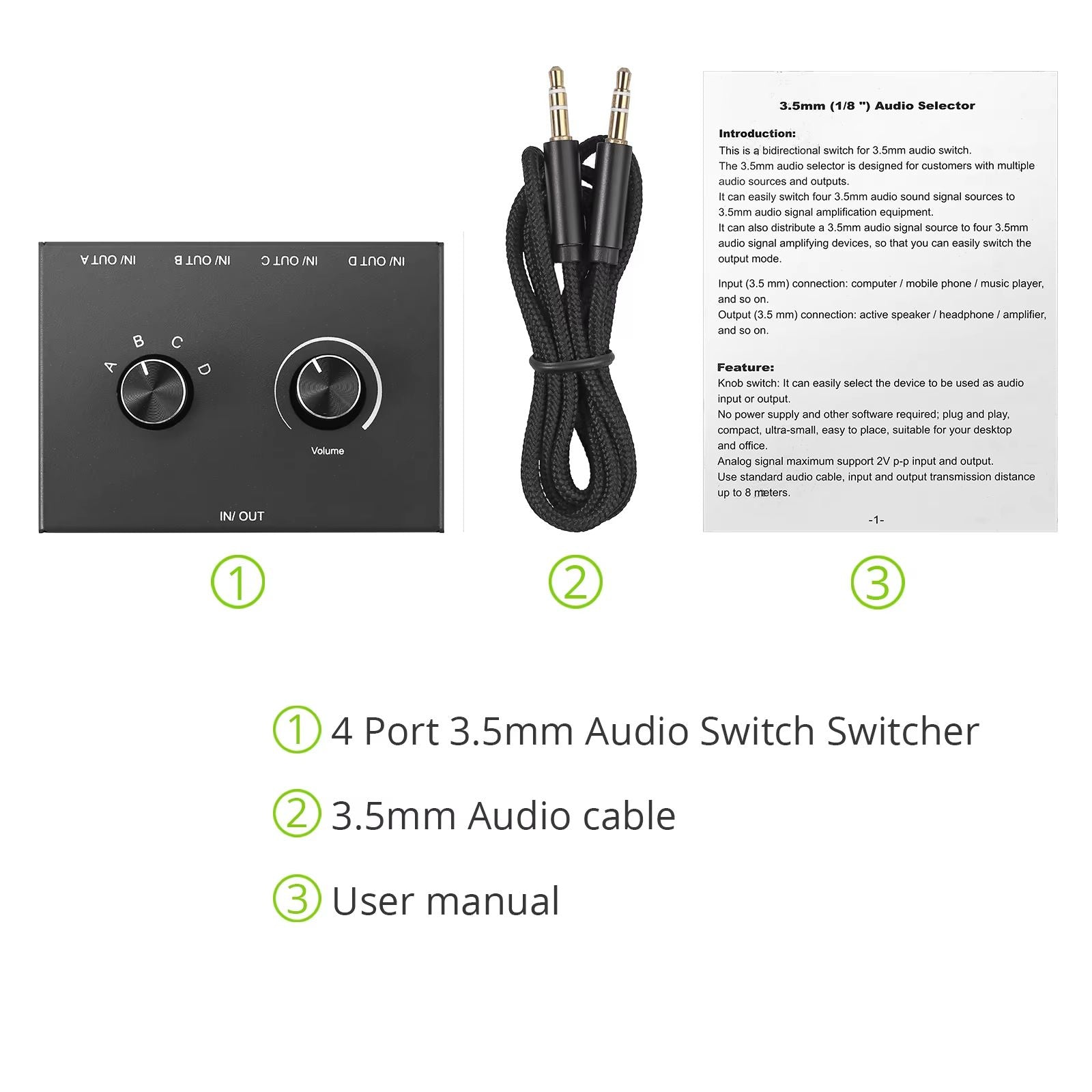 42 Way 35mm Stereo Audio Switcher  BiDirectional Splitter Box With Mute 4