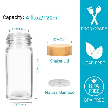12Piece Glass Spice Jar Set With Bamboo Lids  Minimalist Labels 5