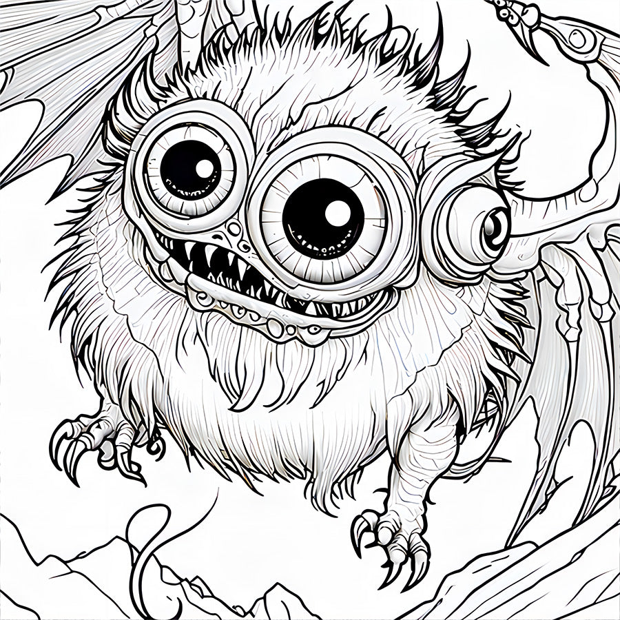 Adorable Fantasy Creatures Coloring Book for Adults, Stress Relieving Art Therapy, Cute Cartoon Graffiti for Teens