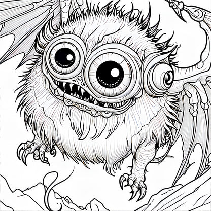 Adorable Fantasy Creatures Coloring Book for Adults, Stress Relieving Art Therapy, Cute Cartoon Graffiti for Teens